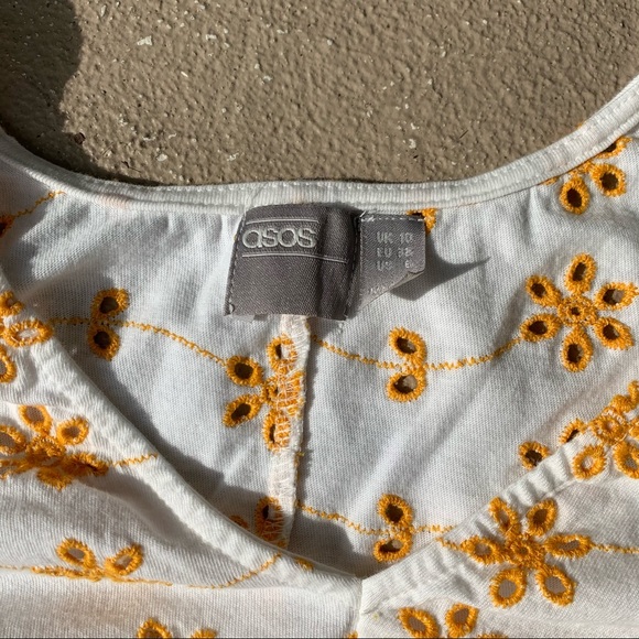 ASOS Tops - ASOS White Peasant Blouse with Yellow Eyelet